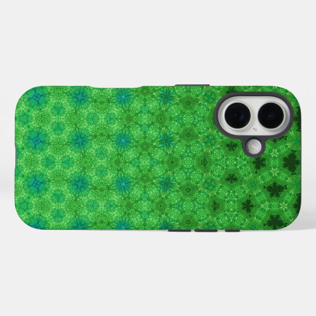 iPhone 16 Funda de teléfono con patrón circular verde (Reverso (Horizontal))