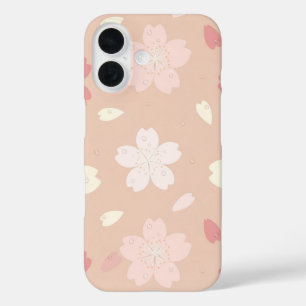 iPhone 16 Funda de teléfono con patrón continuo de flor de c