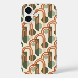 iPhone 16 Funda de teléfono con patrón de arco de terracota