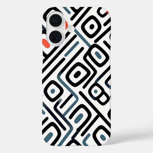 iPhone 16 Funda de teléfono con patrón de arte de línea gráf (Reverso )