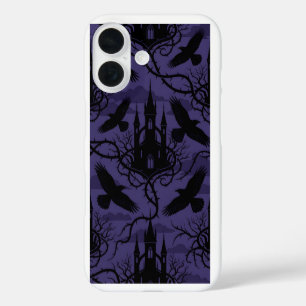 iPhone 16 Funda de teléfono con patrón de castillo de cuervo