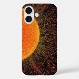 iPhone 16 Funda de teléfono con placa de circuito del sol ci