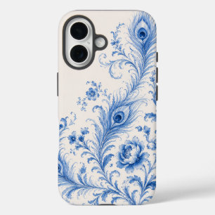 iPhone 16 Funda de teléfono con pluma de pavo real en estilo