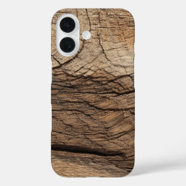 iPhone 16 Funda de teléfono con textura de madera desgastada
