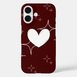 iPhone 16 Funda de teléfono Corazón Brillante | Estética Roj