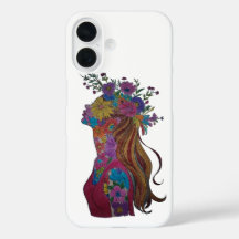 Funda de teléfono de arte floral Mujer Flor