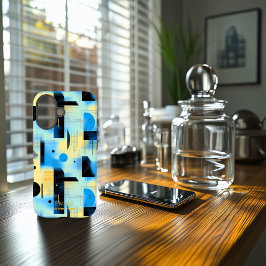 iPhone 16 Funda de teléfono de arte geométrico sereno azul y