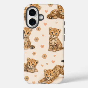 iPhone 16 Funda de teléfono de bebé guepardo lindo
