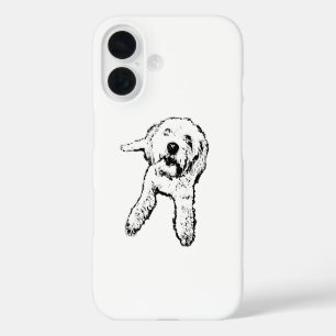 iPhone 16 Funda de teléfono de cachorro acostado en blanco y