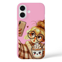 Funda de teléfono de dibujo animado lindo tomando