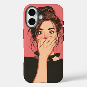 iPhone 16 Funda de teléfono de dibujos animados con expresió