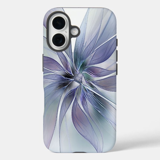 iPhone 16 Funda de teléfono de flor delicada azul violeta (Reverso )