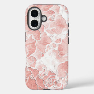 iPhone 16 Funda de teléfono de flor rosa y melocotón suave