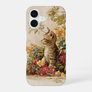 iPhone 16 Funda de teléfono de gatito adorable vintage para