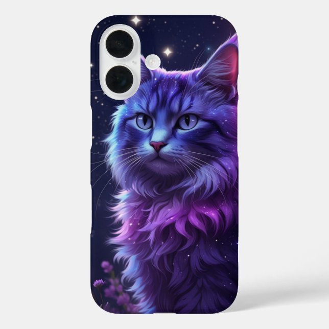 iPhone 16 Funda de teléfono de gato de galaxia mística – Art (Reverso )