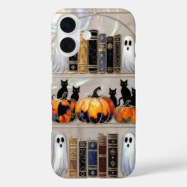 iPhone 16 Funda de teléfono de gato de Halloween Estante de
