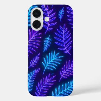 iPhone 16 Funda de teléfono de hojas tropicales de neón