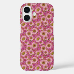 iPhone 16 Funda de teléfono de margaritas rosadas y blancas