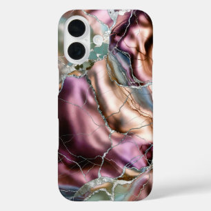 iPhone 16 Funda de teléfono de mármol de Borgoña Abstracto d