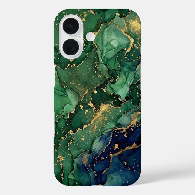 iPhone 16 Funda de teléfono de mármol verde esmeralda de luj (Reverso )
