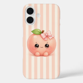 iPhone 16 Funda de teléfono de melocotón Kawaii linda