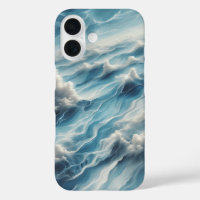 Funda de teléfono de olas de mar azul profundo de