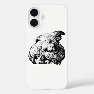 iPhone 16 Funda de teléfono de perro tumbado Toller Mix negr