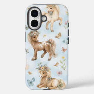 iPhone 16 Funda de teléfono de pony en miniatura floral