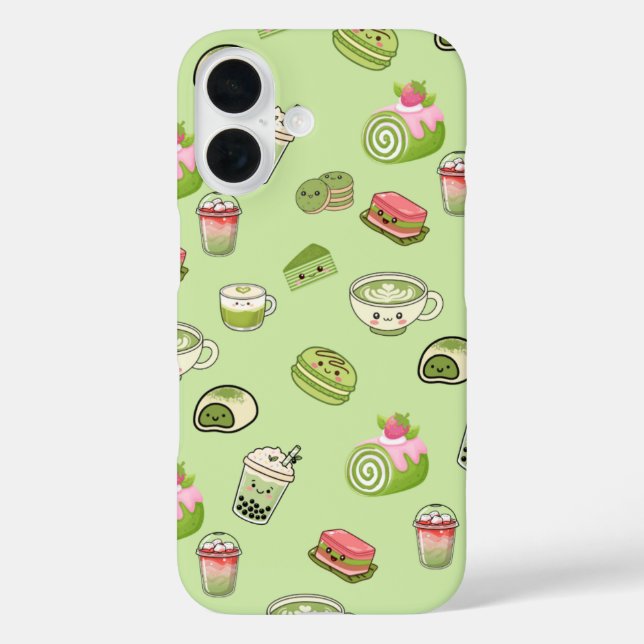 iPhone 16 Funda de teléfono de postres matcha Kawaii  (Reverso )