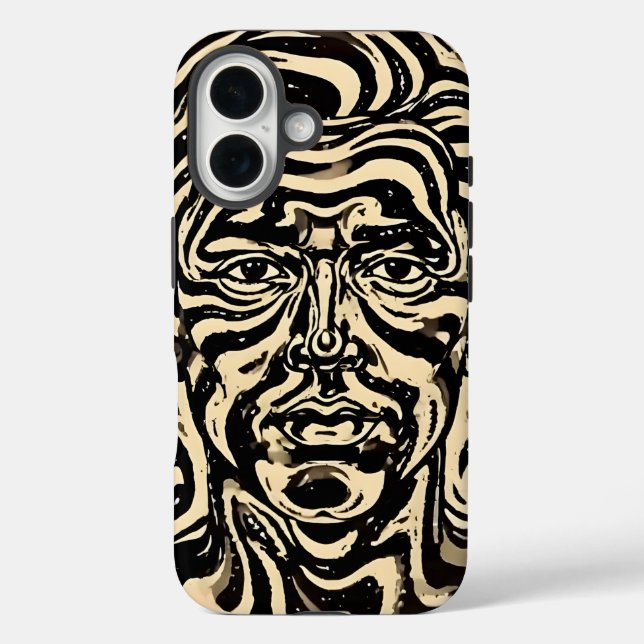 iPhone 16 Funda de teléfono de retrato con remolino facial (Reverso )