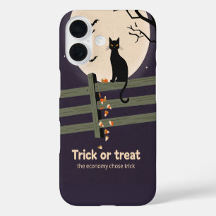 iPhone 16 Funda de teléfono de vector plano de Luna y Gato N