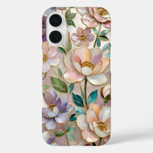 iPhone 16 Funda de teléfono de vidrio emplomado floral Botán