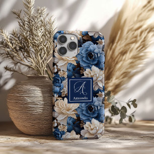 iPhone 16 Funda de teléfono elegante de flores de marfil y a