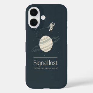 iPhone 16 Funda de teléfono espacial con señal de astronauta