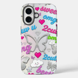 iPhone 16 Funda de teléfono estética Y2K mariposa nostalgia