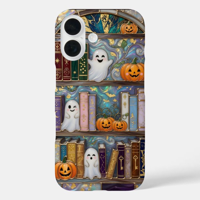 iPhone 16 Funda de teléfono fantasma de Halloween Estante de (Reverso )