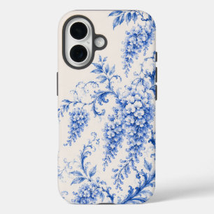 iPhone 16 Funda de teléfono floral de glicina azul