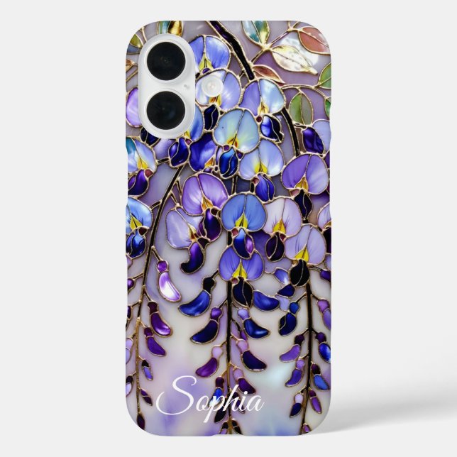 iPhone 16 Funda de teléfono floral de glicina personalizada (Reverso )