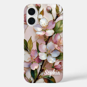 iPhone 16 Funda de teléfono floral Flor de cerezo rosa con n