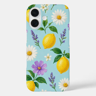 iPhone 16 Funda de teléfono floral minimalista de limón
