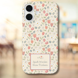 iPhone 16 Funda de teléfono floral para maestros de vuelta a