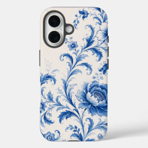 iPhone 16 Funda de teléfono floral Peonía Azul