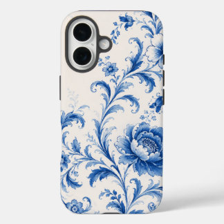iPhone 16 Funda de teléfono floral Peonía Azul