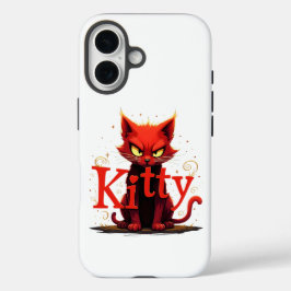 iPhone 16 Funda de teléfono Kitty Gato Rojo