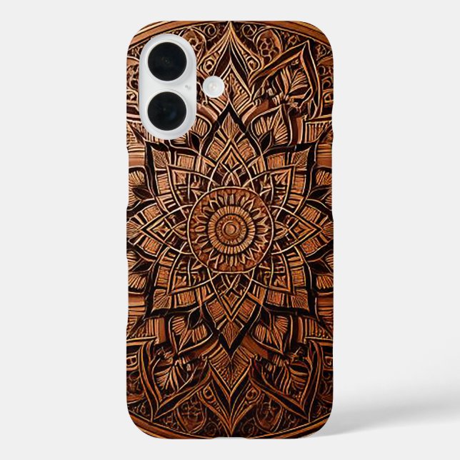 iPhone 16 Funda de teléfono mandala elegante marrón (Reverso )