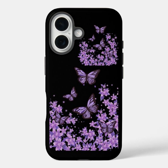 iPhone 16 Funda de teléfono Mariposa Morada Estética (Reverso )