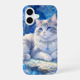 iPhone 16 Funda de teléfono para gato azul cristal
