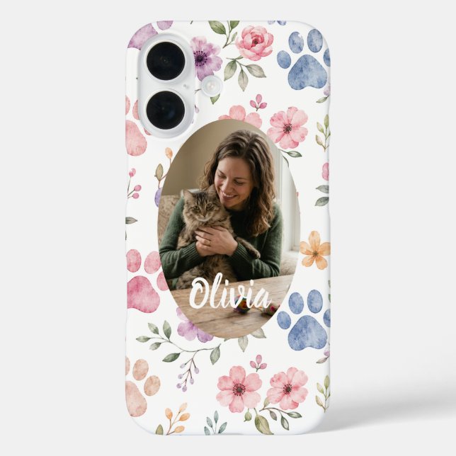iPhone 16 Funda de teléfono para mamá gata con foto personal (Reverso )