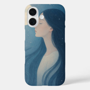 iPhone 16 Funda de teléfono para mujer con cabello negro F