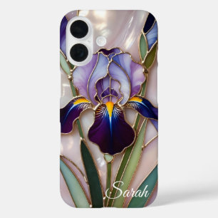 iPhone 16 Funda de teléfono personalizada de flor de iris el